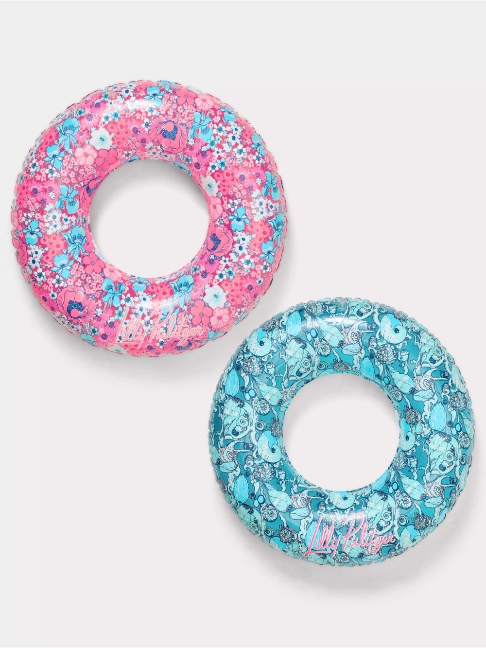 Lilly Pulitzer Pink & Turquoise Floral Inflatable Swim Rings